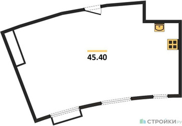 Планировка однокомнатной(квартира) площадью 45.4 квадратных метров в ЖК “ЖК Римский”