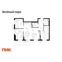 Планировка трехкомнатной(квартира) площадью 75.9 квадратных метров в “ЖК Зеленый парк”