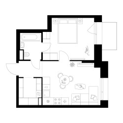 Планировка однокомнатной(квартира) площадью 39.8 квадратных метров в ЖК “ЖК Онежский вал”