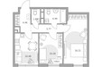 Планировка двухкомнатной(квартира) площадью 51.54 квадратных метров в “ЖК Нижегородская от Гранель”