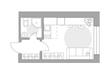 Планировка студии(квартира) площадью 21.28 квадратных метров в ЖК “ЖК Пехра”