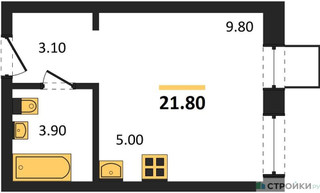 Планировка студии(квартира) площадью 21.8 квадратных метров в “ЖК Лесная Отрада”