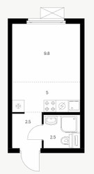 Планировка студии(квартира) площадью 19.8 квадратных метров в ЖК “Ярославский квартал”