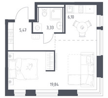 Планировка студии(квартира) площадью 34.74 квадратных метров в “ЖК Квартал Ивакино”
