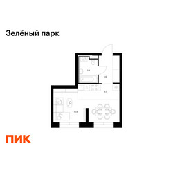 Планировка студии(квартира) площадью 28.4 квадратных метров в ЖК “ЖК Зеленый парк”