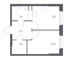 Планировка однокомнатной(квартира) площадью 32 квадратных метров в “ЖК ЭкоБунино (Южное Бунино)”
