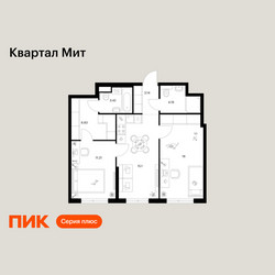 Планировка двухкомнатной(квартира) площадью 59.89 квадратных метров в ЖК “Квартал Мит”