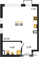 Планировка студии(квартира) площадью 32.1 квадратных метров в “ЖК Прокшино”