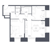 Планировка двухкомнатной(апартаменты) площадью 64.05 квадратных метров в “ЖК Скай Спутник”