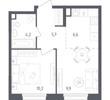 Планировка однокомнатной(квартира) площадью 36.6 квадратных метров в “ЖК Ольховый Квартал”