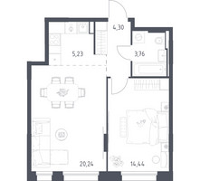 Планировка однокомнатной(квартира) площадью 47.97 квадратных метров в “ЖК Заречье Парк”