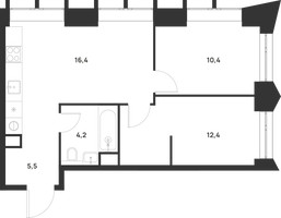 Планировка двухкомнатной(квартира) площадью 48.9 квадратных метров в “ЖК Войс”