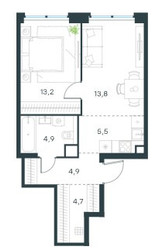 Планировка двухкомнатной(квартира) площадью 47.1 квадратных метров в ЖК “ЖК Левел Звенигородская”
