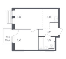 Планировка однокомнатной(квартира) площадью 33.71 квадратных метров в “ЖК Рублевский Квартал”