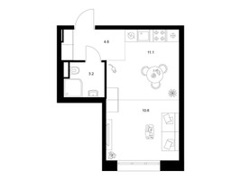 Планировка студии(квартира) площадью 29.5 квадратных метров в “ЖК Москворечье”