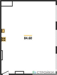 Планировка двухкомнатной(квартира) площадью 84.6 квадратных метров в ЖК “ЖК Headliner (Хедлайнер)”