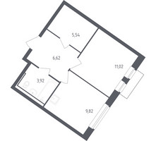 Планировка однокомнатной(квартира) площадью 36.5 квадратных метров в “ЖК Рублевский Квартал”