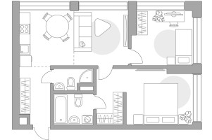 Планировка трехкомнатной(квартира) площадью 58.53 квадратных метров в “ЖК MYPRIORITY Mnevniki (Май Приорити Мневники)”