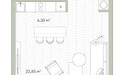 Планировка студии(апартаменты) площадью 37.72 квадратных метров в ЖК “Клубный дом Kuznetsky Most 12 (Кузнецкий мост)”