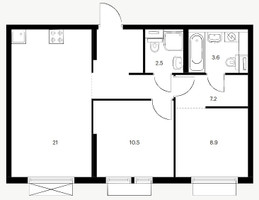 Планировка двухкомнатной(квартира) площадью 57.2 квадратных метров в “ЖК Кольская 8”