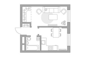 Планировка однокомнатной(квартира) площадью 35.7 квадратных метров в “ЖК Живописный”