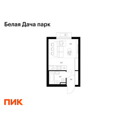 Планировка студии(квартира) площадью 21.8 квадратных метров в ЖК “ЖК Белая Дача парк”