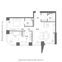 Планировка двухкомнатной(квартира) площадью 88.2 квадратных метров в “ЖК СТОУН Блик”