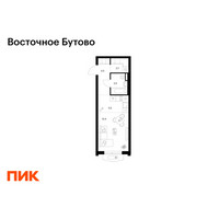 Планировка студии(квартира) площадью 28.6 квадратных метров в “ЖК Восточное Бутово”