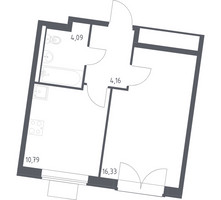 Планировка однокомнатной(квартира) площадью 35.37 квадратных метров в “ЖК Квартал Западный”