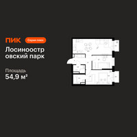 Планировка двухкомнатной(квартира) площадью 54.9 квадратных метров в “ЖК Лосиноостровский парк”