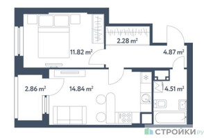 Планировка однокомнатной(квартира) площадью 39.75 квадратных метров в “ЖК Светлый мир Станция Л”