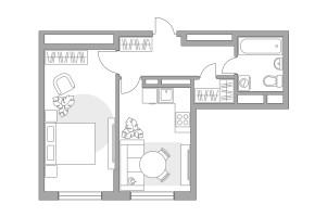 Планировка однокомнатной(квартира) площадью 40.06 квадратных метров в “ЖК Императорские Мытищи”