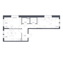Планировка двухкомнатной(квартира) площадью 57.4 квадратных метров в “ЖК Остафьево”