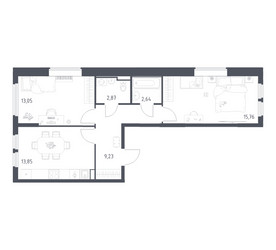 Планировка двухкомнатной(квартира) площадью 57.4 квадратных метров в ЖК “ЖК Остафьево”