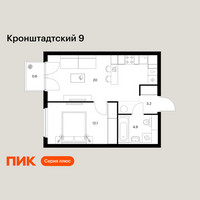 Планировка однокомнатной(квартира) площадью 40.8 квадратных метров в “ЖК Кронштадтский 9”