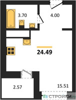 Планировка студии(квартира) площадью 24.5 квадратных метров в “ЖК ВОСТОК II”