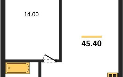 Планировка однокомнатной(квартира) площадью 45.4 квадратных метров в ЖК “ЖК UNO Соколиная гора”