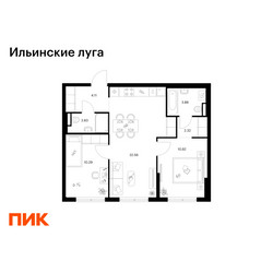 Планировка двухкомнатной(квартира) площадью 56.91 квадратных метров в ЖК “ЖК Ильинские луга”