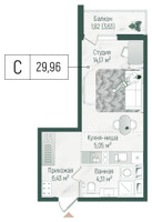 Планировка студии(квартира) площадью 31.78 квадратных метров в “ЖК Рига Хиллс”