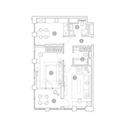 Планировка двухкомнатной(квартира) площадью 68.4 квадратных метров в ЖК “ЖК ВЭРИ на Миклухо-Маклая”