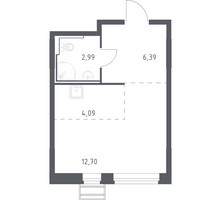 Планировка студии(квартира) площадью 26.17 квадратных метров в “ЖК Рублевский Квартал”