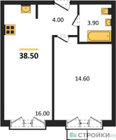Планировка однокомнатной(квартира) площадью 38.5 квадратных метров в “Лесная Коллекция”