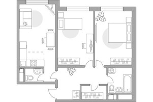 Планировка трехкомнатной(квартира) площадью 54.18 квадратных метров в “ЖК Аникеевский”