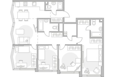 Планировка 4+ комнатной(квартира) площадью 110.69 квадратных метров в ЖК “ЖК Мневники от Гранель”