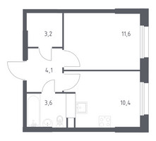 Планировка однокомнатной(квартира) площадью 31.9 квадратных метров в “ЖК ЭкоБунино (Южное Бунино)”