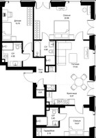 Планировка трехкомнатной(квартира) площадью 97.07 квадратных метров в “ЖК СЕТ”