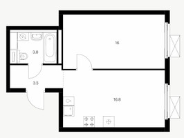Планировка однокомнатной(квартира) площадью 40.1 квадратных метров в “Ярославский квартал”