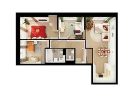 Планировка трехкомнатной(квартира) площадью 71.4 квадратных метров в “ЖК Руставели 14”