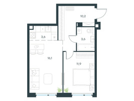 Планировка двухкомнатной(квартира) площадью 45.4 квадратных метров в “ЖК Левел Мичуринский”
