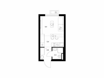 Планировка студии(квартира) площадью 19.9 квадратных метров в ЖК “ЖК Белая Дача парк”